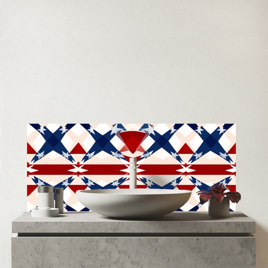 Click to view product details and reviews for American Flag Abstract Pattern Glass Bathroom Splashback.