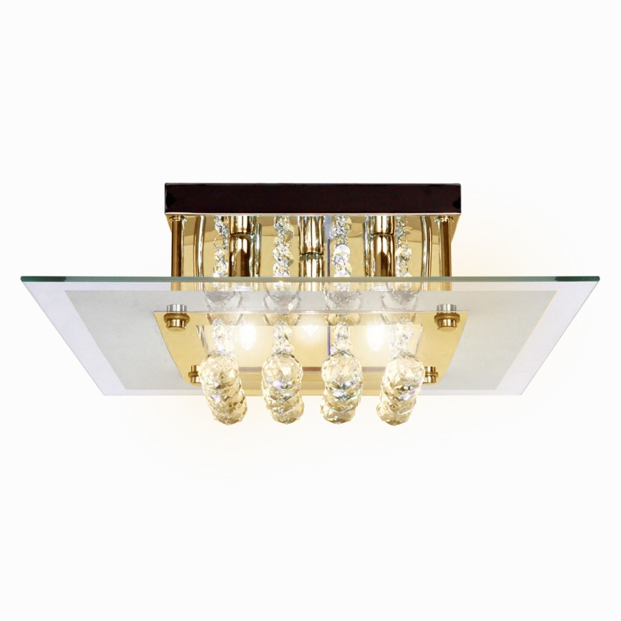 Click to view product details and reviews for Homcom Modern 5 Light Crystal Chandelier Ceiling Light Square Pendant Lamp.