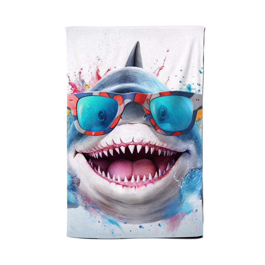Click to view product details and reviews for Splashart Shark In Glasses Tea Towel.