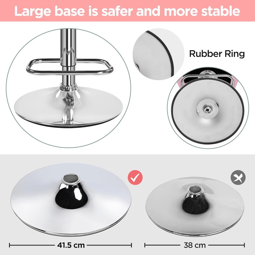 Modern Pink Bar Stools Set of 2, Adjustable Swivel PU Leather Counter Chairs