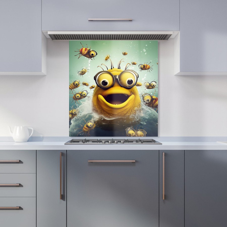 Click to view product details and reviews for Happy Worm And Bees Splashart Kitchen Splashback W600mm X H650mm.
