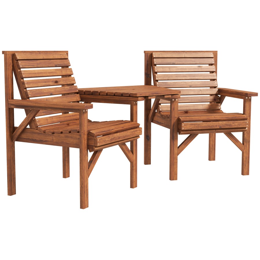 Click to view product details and reviews for Outsunny Wooden Garden Love Seat W Coffee Table Partner Bench Tan Brown.