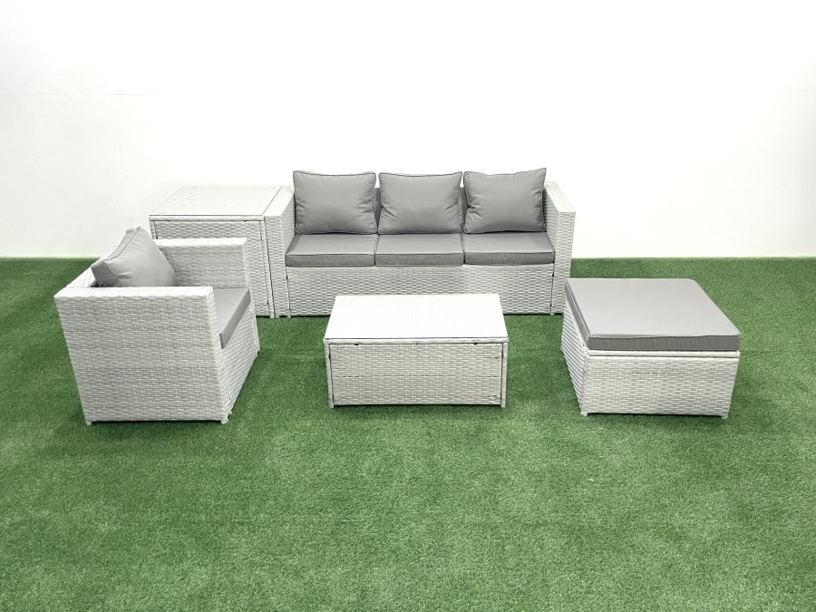 Click to view product details and reviews for Fimous 5 Pieces Rattan Garden Furniture Set Outdoor Garden Sofa Chair Coffee Table Set With Side Table Big Footstool Light Grey Mixed. Click to view product details and reviews for Fimous 5 Pieces Rattan Garden Furniture Set Outdoor Garden Sofa Chair Coffee Table Set With Side Table Big Footstool Light Grey Mixed.