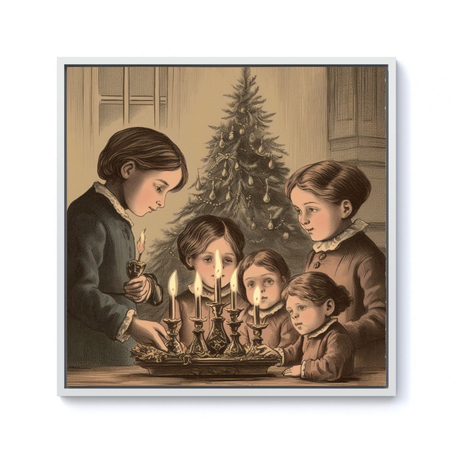 Click to view product details and reviews for Christmas Candles Framed Canvas 10 X 10 White.