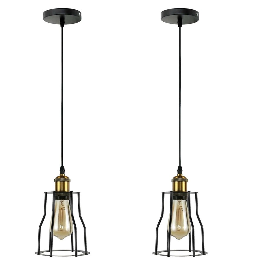 Vintage Industrial Modern Retro Loft Cage Ceiling Lamp Cage Pendant Lights1417 Yes 2 Pcs