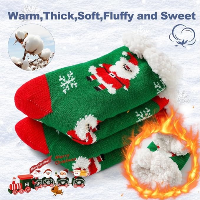 Christmas Slipper Socks for Women Fluffy Warm Soft Thermal Non Slip Winter Socks Gift UK 4-7 EU 36-40
