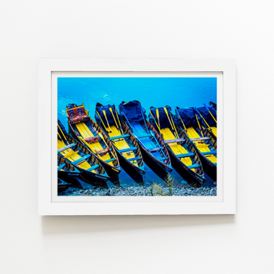 Colourful Tour Boats At The Lakeside Art Prints 12 X 16 No Frame