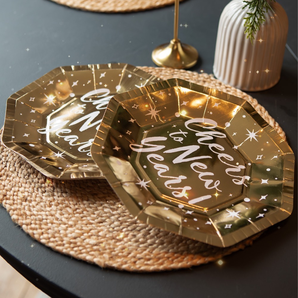 New Years Eve Golden Paper Plates