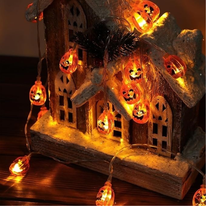 Halloween Decoration Lights | 3 Pack | 29ft 60 LED 3D Pumpkin, Bat & Ghost String Lights | Battery Operated