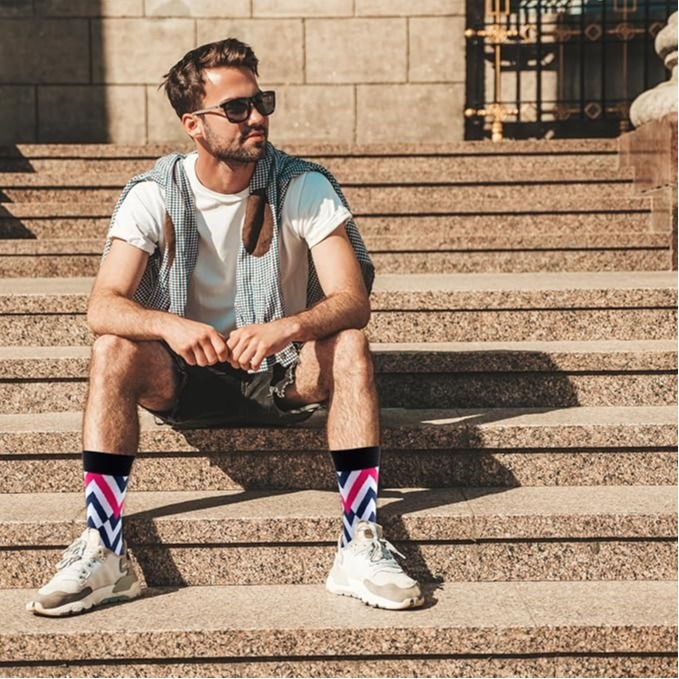 7 Pairs Men’s Colorful Dress Socks, Combed Cotton Crew Novelty Funky Socks, Breathable Casual Gift Set, Size 6-11