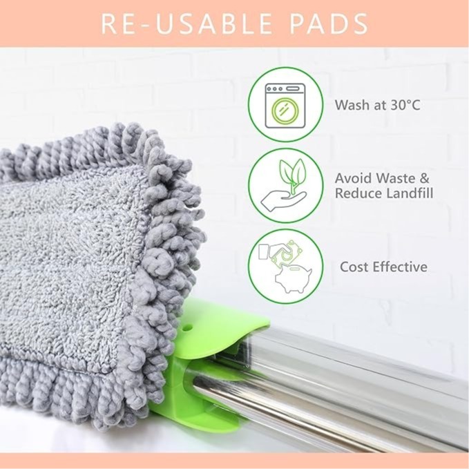 Nest Zest Mop Replacements - 3 X Fluffy Microfibre Pads