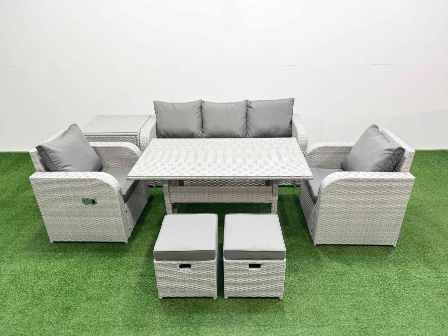 Click to view product details and reviews for Fimous Pe Rattan Garden Furniture Set Reclining Chair Sofa Lounge Sofa Set Rectangular Dining Table Side Table 2 Small Stools Light Grey. Click to view product details and reviews for Fimous Pe Rattan Garden Furniture Set Reclining Chair Sofa Lounge Sofa Set Rectangular Dining Table Side Table 2 Small Stools Light Grey.