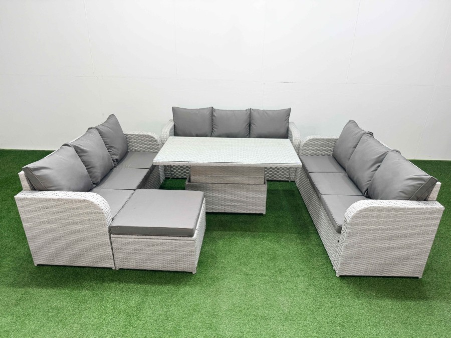 Click to view product details and reviews for Fimous Pe Rattan Lounge Sofa Set 10 Seater Outdoor Garden Furniture Set With Adjustable Lifting Dining Or Coffee Table 3 Seater Sofa Big Footstool Lig. Click to view product details and reviews for Fimous Pe Rattan Lounge Sofa Set 10 Seater Outdoor Garden Furniture Set With Adjustable Lifting Dining Or Coffee Table 3 Seater Sofa Big Footstool Lig.