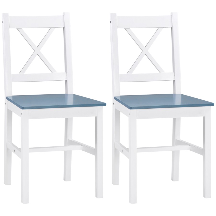 Click to view product details and reviews for Homcom Dining Chairs Set Of 2 Pine Wood Frame Cross Back For Kitchen White.