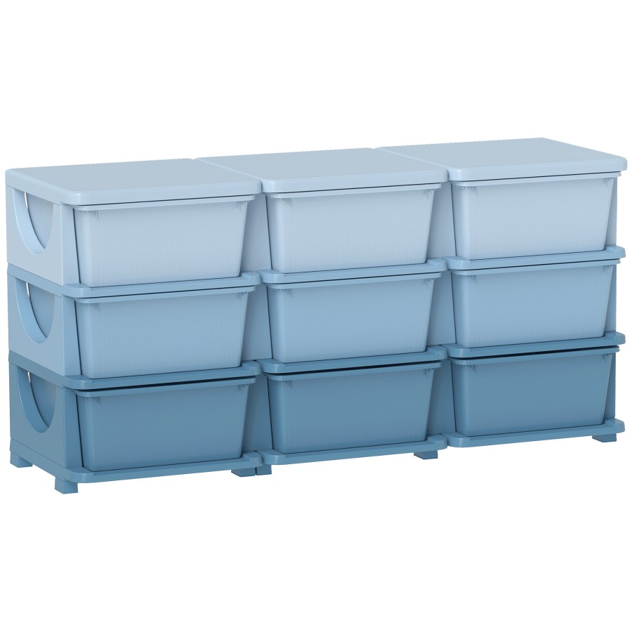 Click to view product details and reviews for Homcom Kids Storage Units With 9 Drawers 3 Tier Chest Vertical Dresser Tower Toy Organiser For Nursery Playroom Kindergarten Blue.