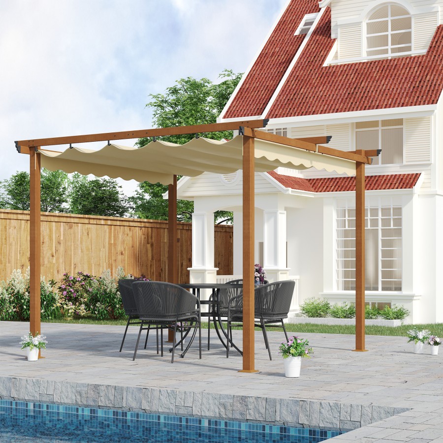Click to view product details and reviews for Outsunny 3 X 3 M Retractable Pergola Canopy W Aluminium Frame For Patio Khaki.