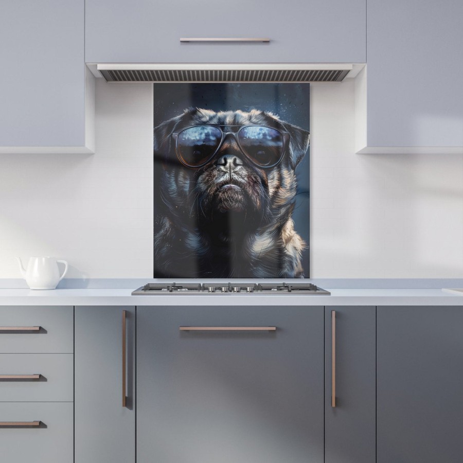 Click to view product details and reviews for Cool Pug With Midnight Shades Kitchen Splashback W600mm X H750mm.