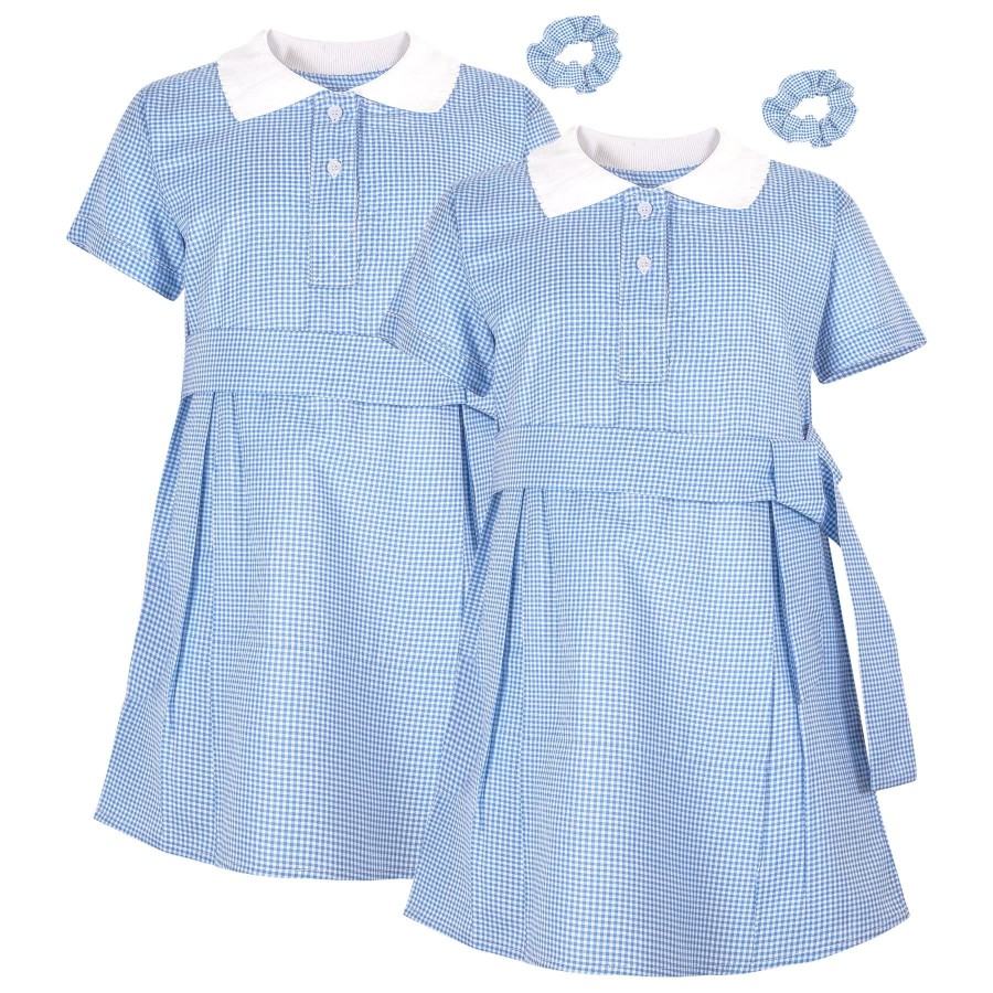 Click to view product details and reviews for Girls 2 Pack Gingham School Dress Check Belted Dresses With Matching Scrunchies 9 10 Years Green.