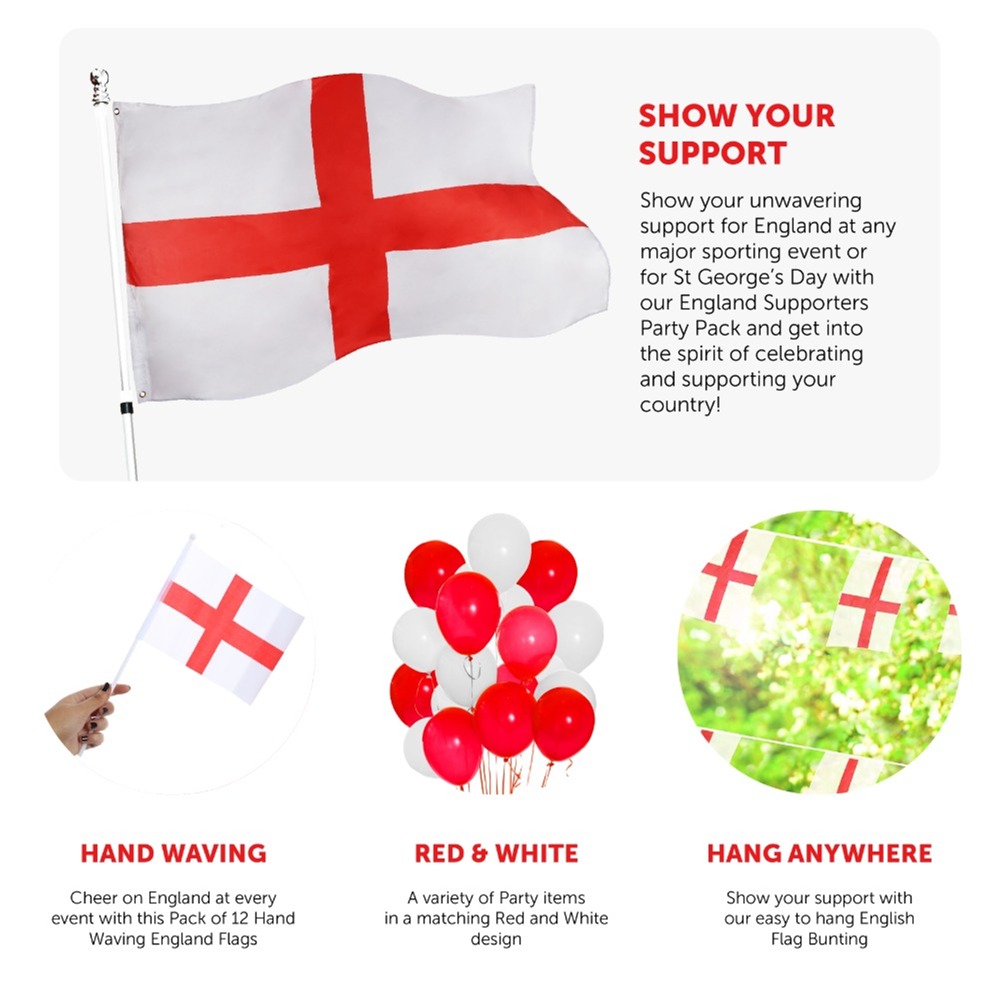 England Party Bundle - Flags, Bunting, Balloons,... | Cazaar