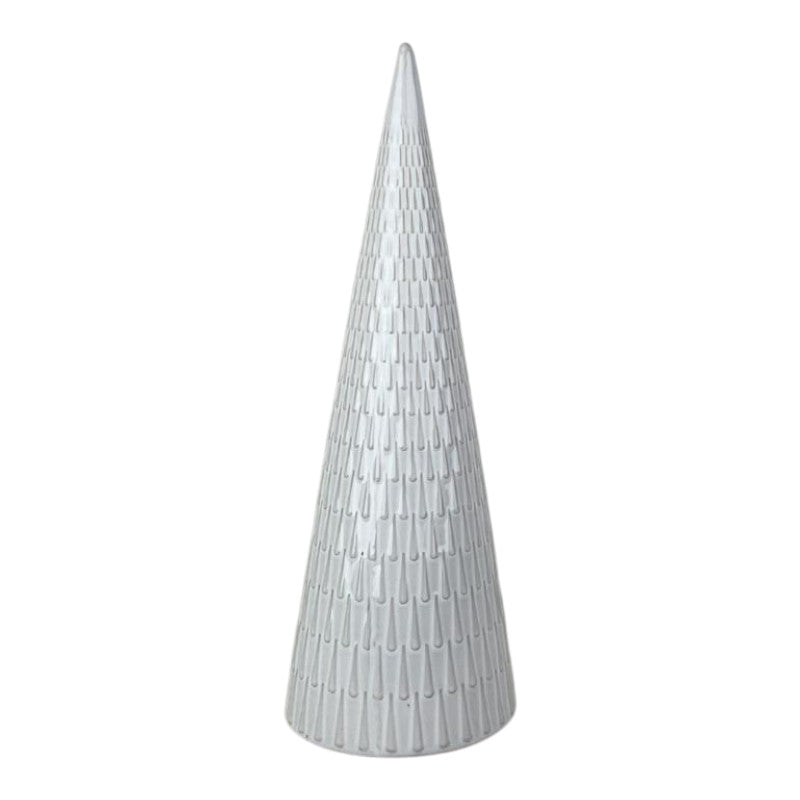 White Ceramic Tree Oranament with Textured Detail | Cazaar