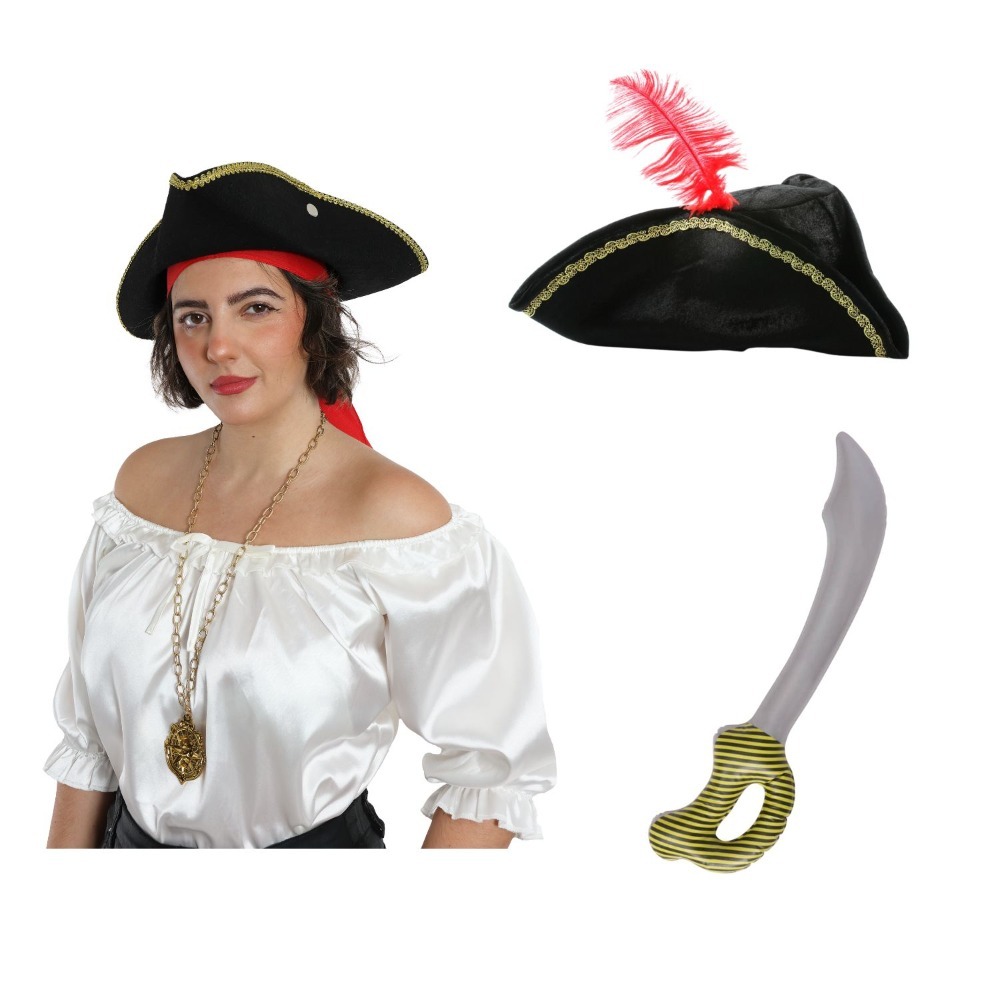 Click to view product details and reviews for Ladies Pirate Costume With Pirate Hat And Inflatable Sword.