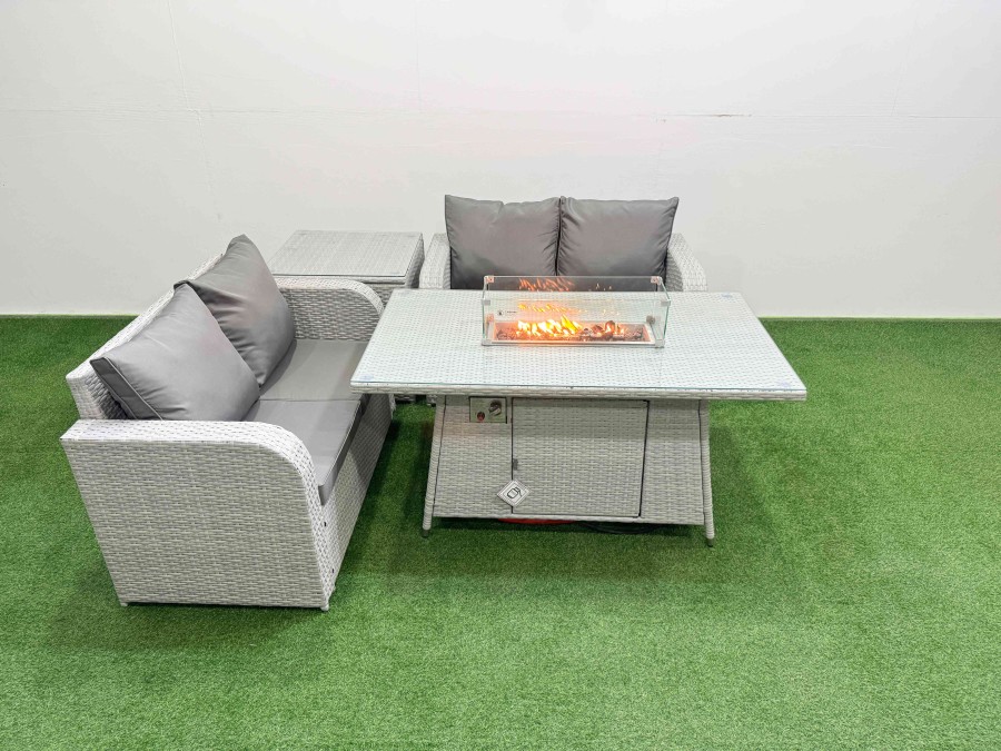 Click to view product details and reviews for Fimous 4 Seater Outdoor Love Sofa Set Rattan Garden Furniture Set With Firepit Dining Table Side Table Light Grey. Click to view product details and reviews for Fimous 4 Seater Outdoor Love Sofa Set Rattan Garden Furniture Set With Firepit Dining Table Side Table Light Grey.