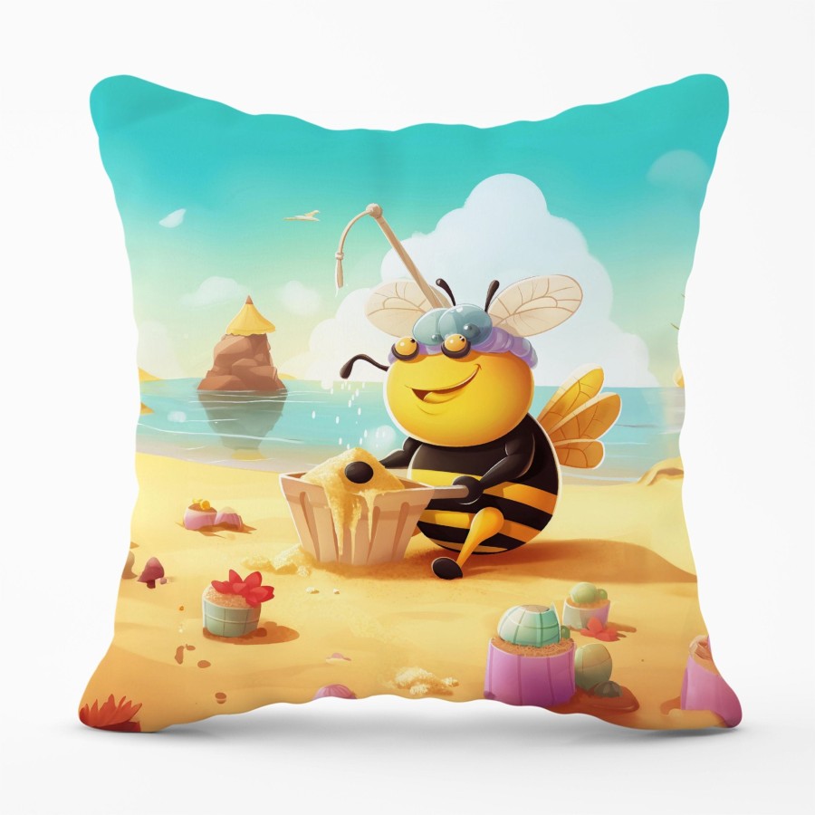 Bumblebee On A Beach Holiday Cushions