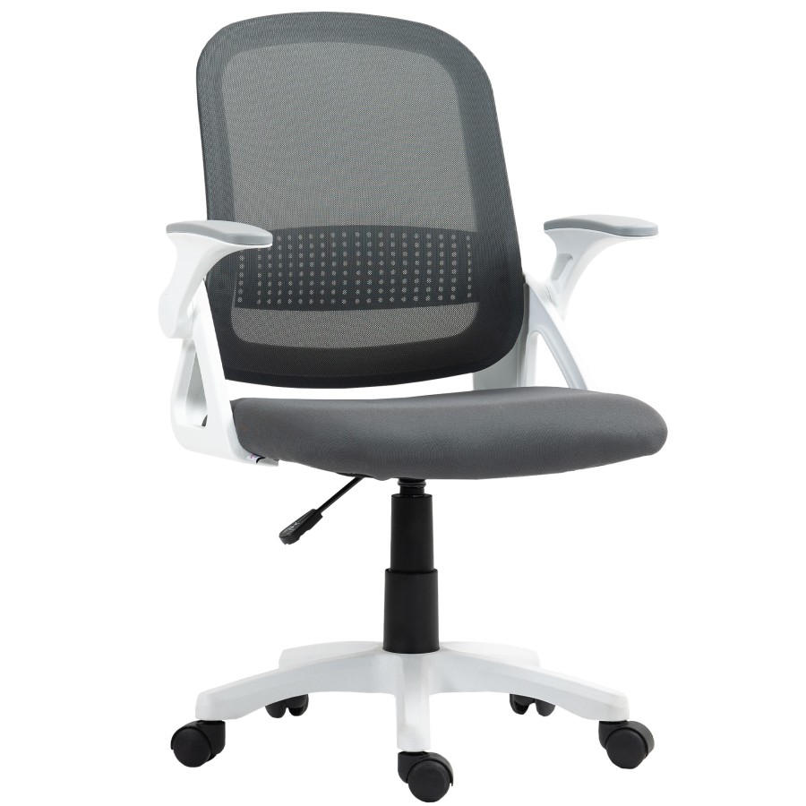HOMCOM Ergonomic Swivel Computer Chair with Flip-up Armrests, Grey