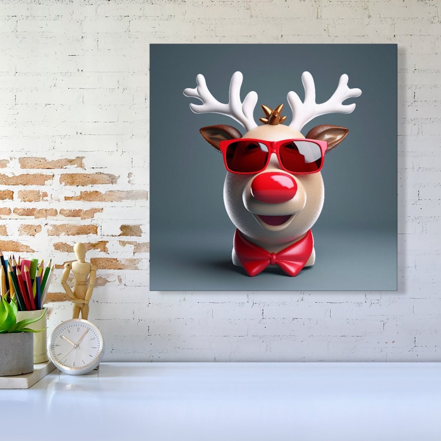 Click to view product details and reviews for Rudolph In Red Glasses Canvas Small 10 X 10.