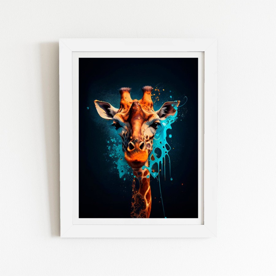 Click to view product details and reviews for Blue Giraffe Face Splashart Art Prints 12 X 16 Black Frame.