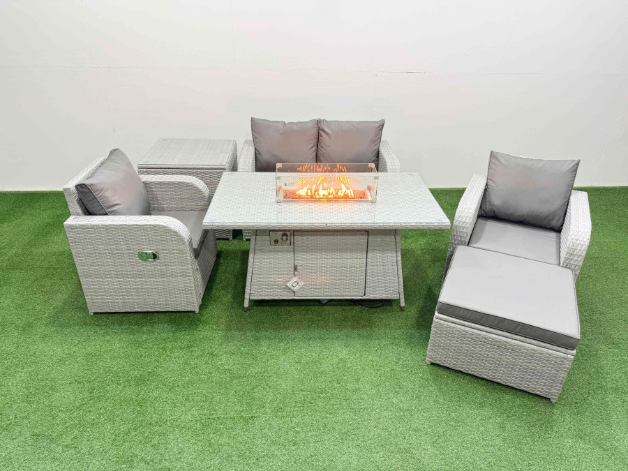 Click to view product details and reviews for Fimous Light Grey Pe Wicker Rattan Garden Furniture Set Sofa Set Reclining Chair Firepit Dining Table 5 Seater With Footstool Side Table. Click to view product details and reviews for Fimous Light Grey Pe Wicker Rattan Garden Furniture Set Sofa Set Reclining Chair Firepit Dining Table 5 Seater With Footstool Side Table.