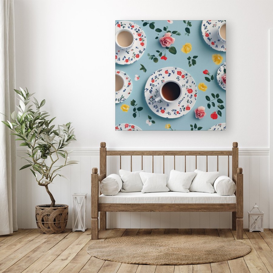 Click to view product details and reviews for Tea Cups And Roses Canvas Large 30 X 30.