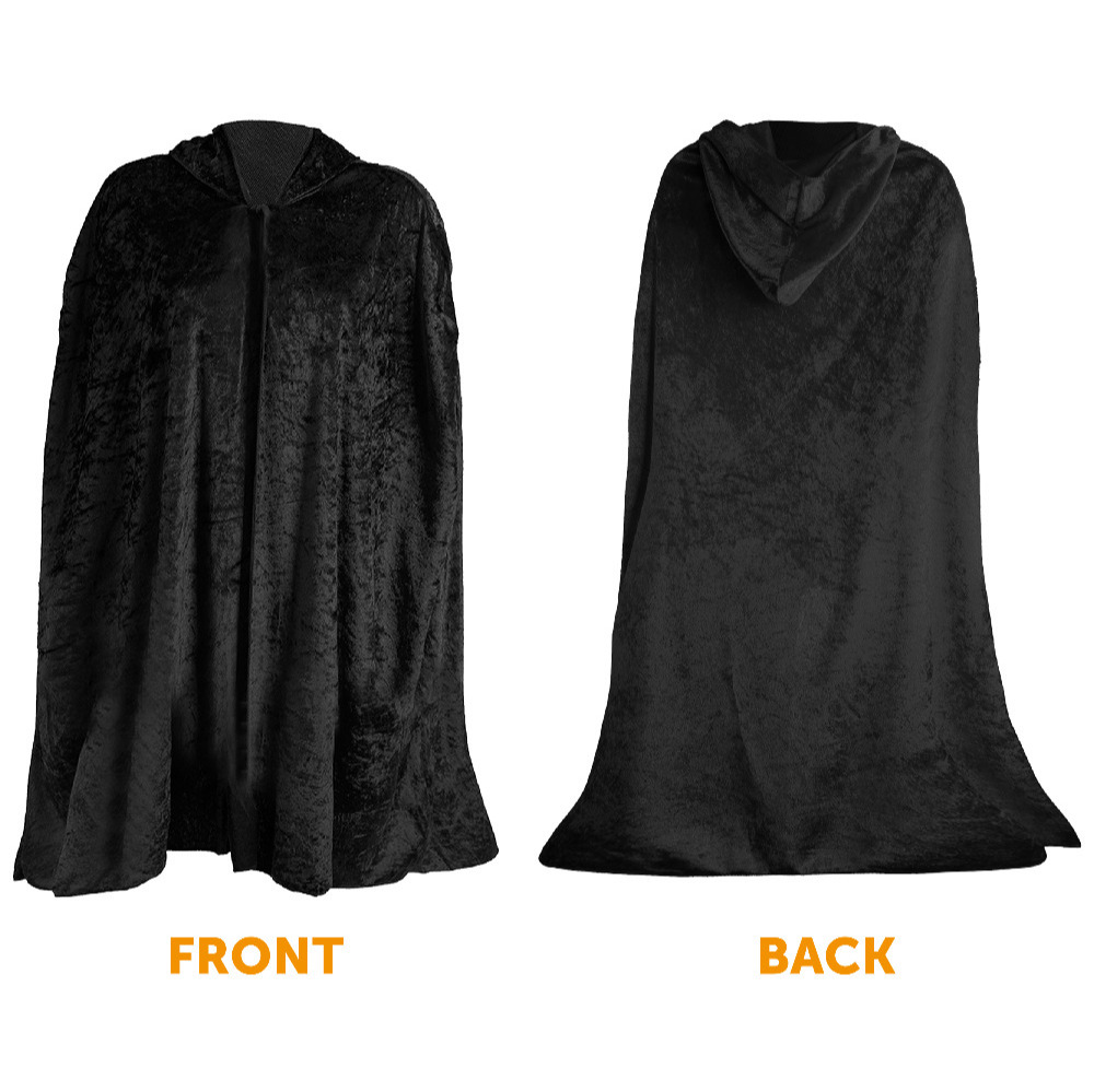 Childs Black Velour Hooded Cape