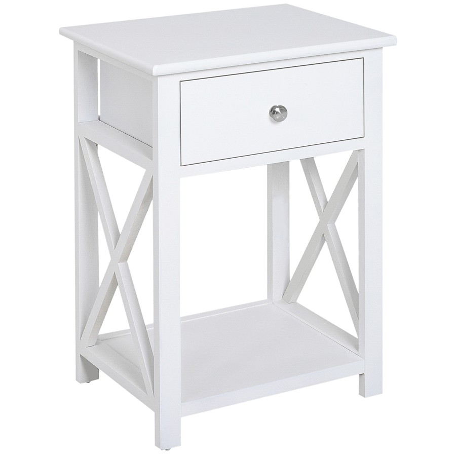 Click to view product details and reviews for Homcom End Table Sofa Side Table With Drawer X Bar Bottom Storage Shelf Nightstand Bedside Table For Bedroom Or Living Room White.