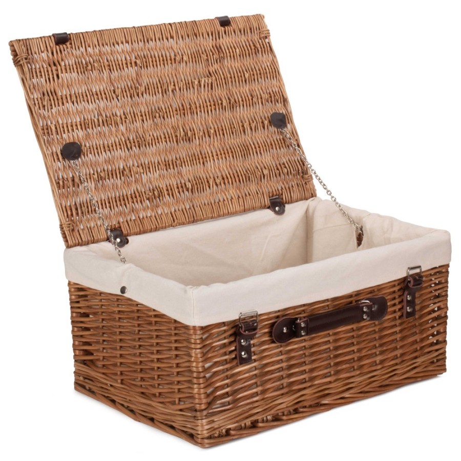 Red Hamper Double Steamed 51Cm Picnic Basket - White Lining