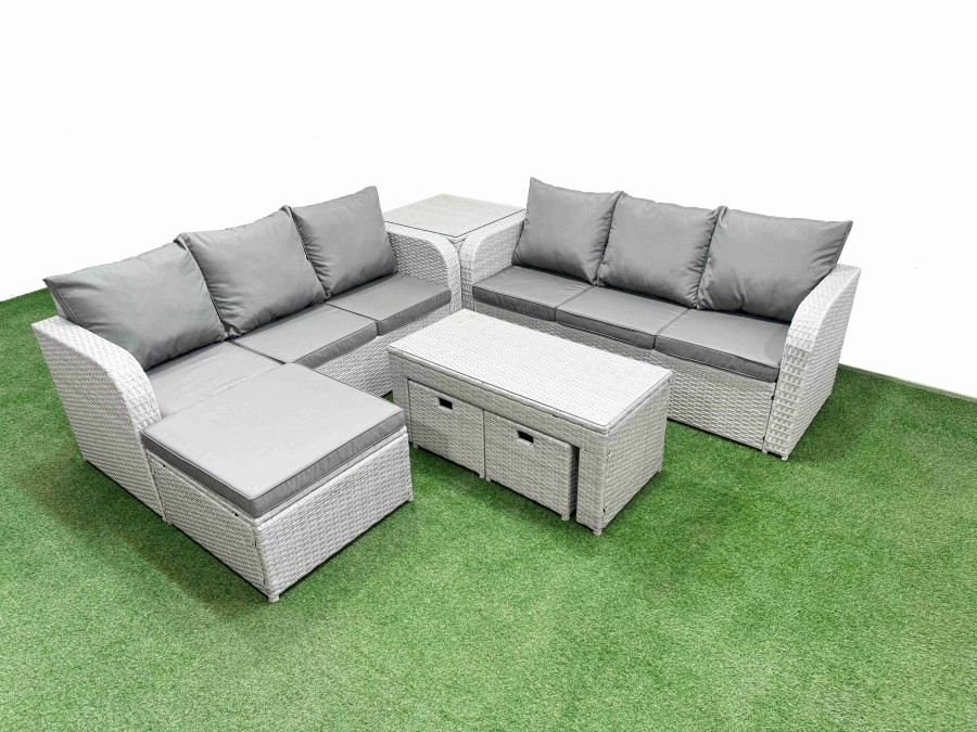 Click to view product details and reviews for Fimous Outdoor Garden Furniture Sets 9 Seater Wicker Rattan Furniture Sofa Sets With Oblong Coffee Table High Back Lounge Sofa 3 Stools Side Table Lig. Click to view product details and reviews for Fimous Outdoor Garden Furniture Sets 9 Seater Wicker Rattan Furniture Sofa Sets With Oblong Coffee Table High Back Lounge Sofa 3 Stools Side Table Lig.