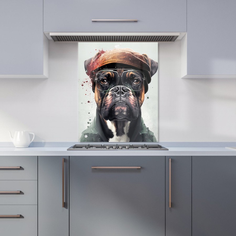 Click to view product details and reviews for Boxer Dog With Hat Splashart Kitchen Splashback W600mm X H750mm.