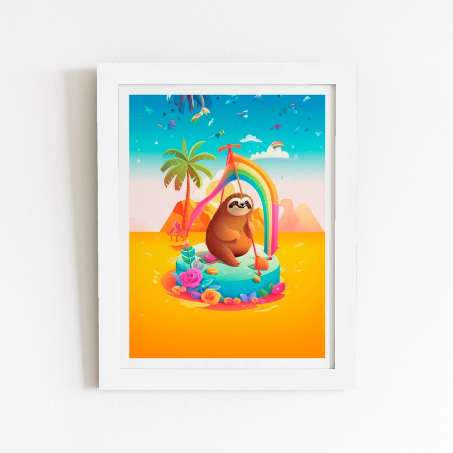 Click to view product details and reviews for Sloth On A Beach Holiday Art Prints 12 X 16 Black Frame.