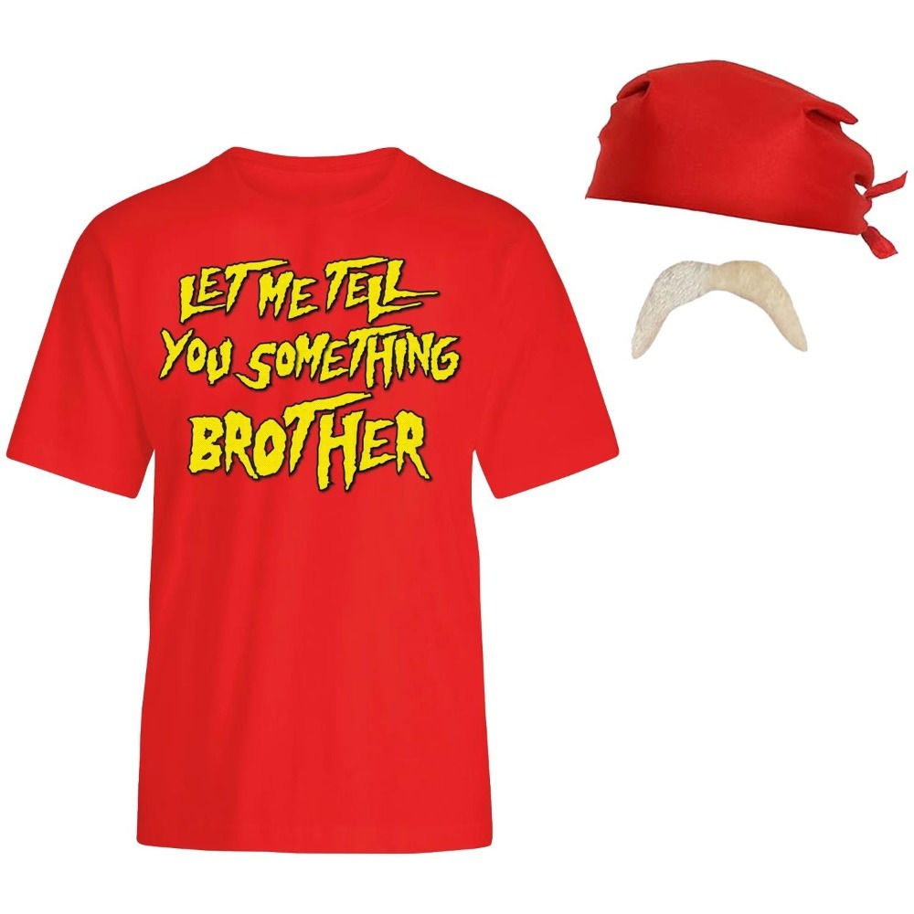 Adults Hulk Hogan Costume | 3 Pcs | T-Shirt, Bandana & Moustache