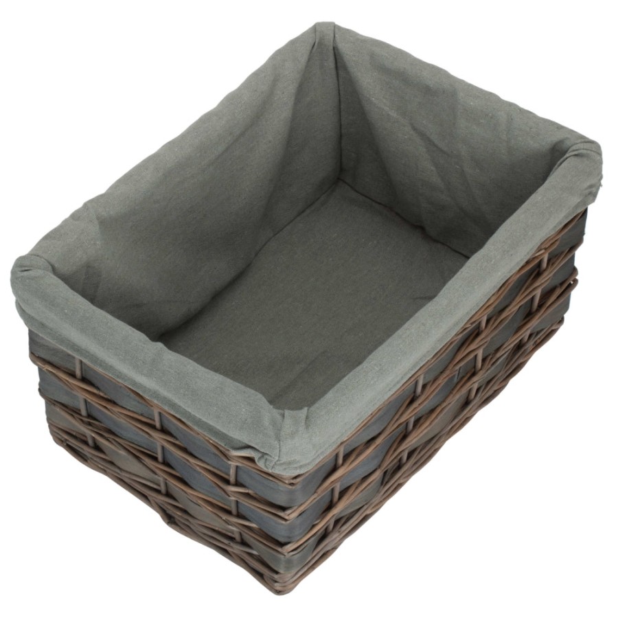 Red Hamper Grey Scandi Storage Basket With Grey Lining - Large