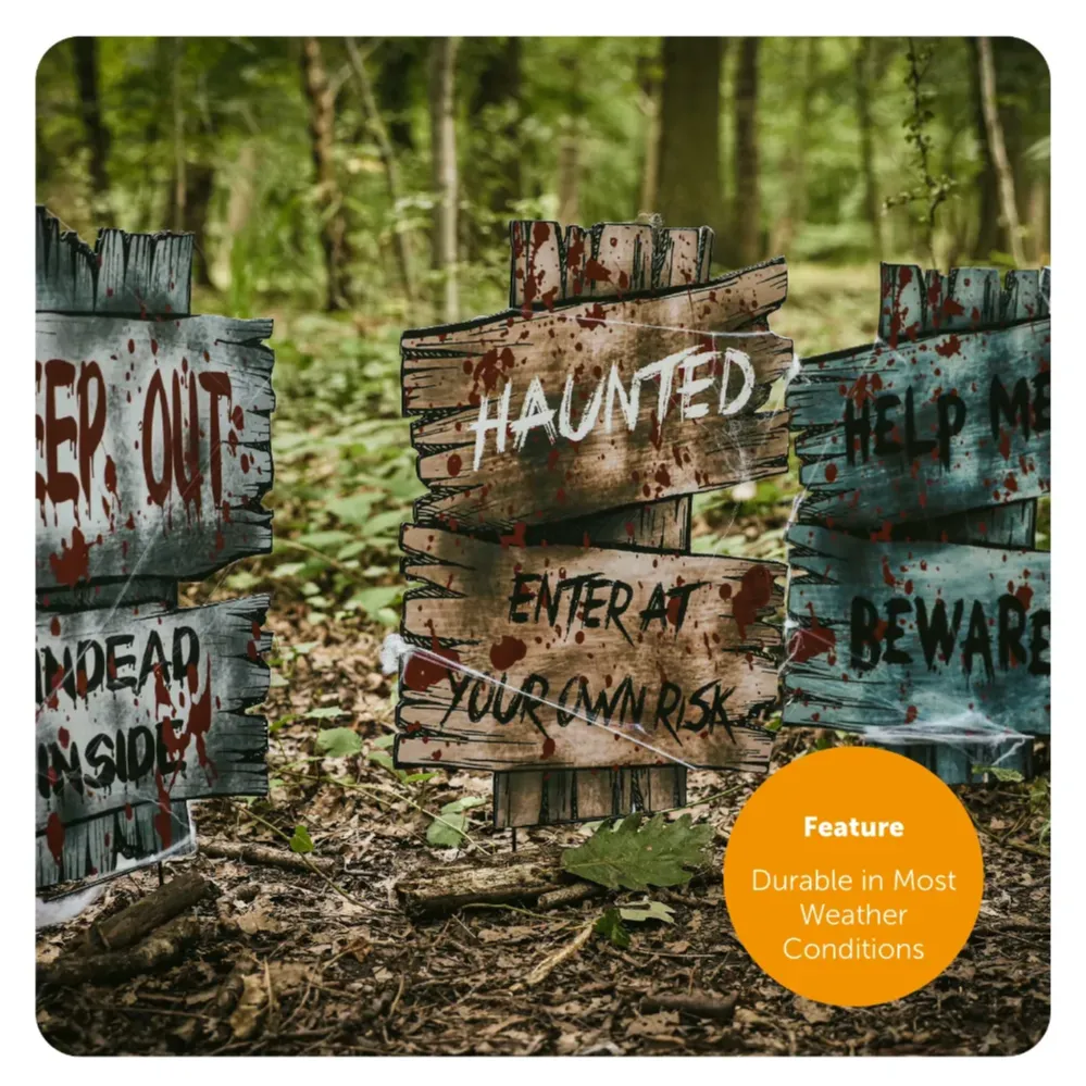 Halloween Tombstone Decorations - 5 Pack Indoor and Outdoor Fancy Dress Prop Bundle