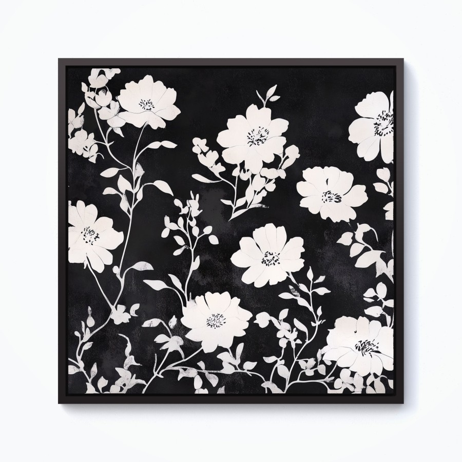 Click to view product details and reviews for Black And White Floral Silhouette Framed Canvas 10 X 10 Black.