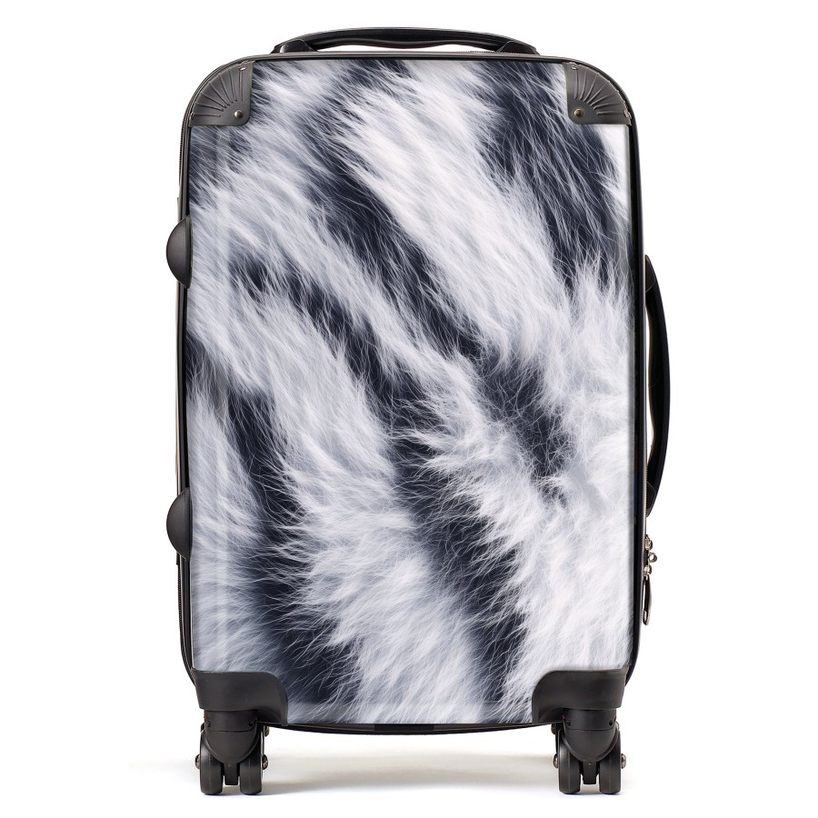 White Tiger Fur Print Suitcase Cabin
