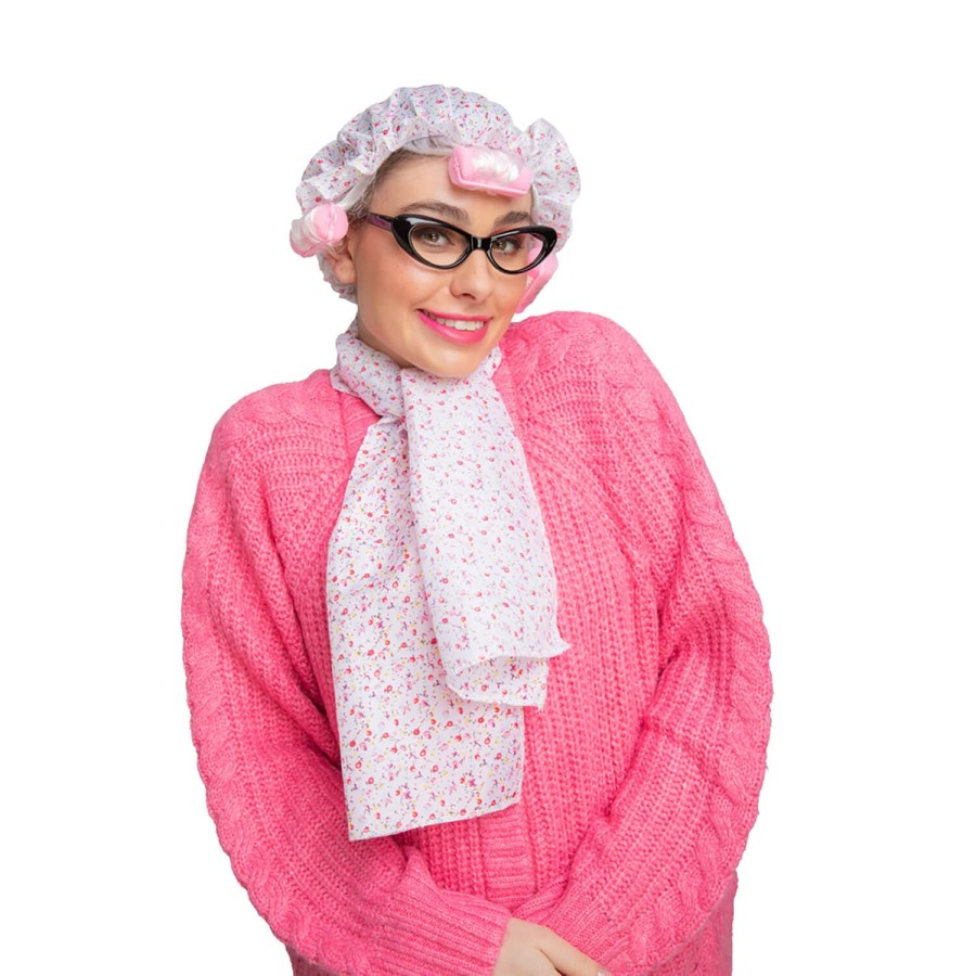 Click to view product details and reviews for Adults Instant Old Lady Set Wig Rollers Glasses Scarf Fancy Dress.