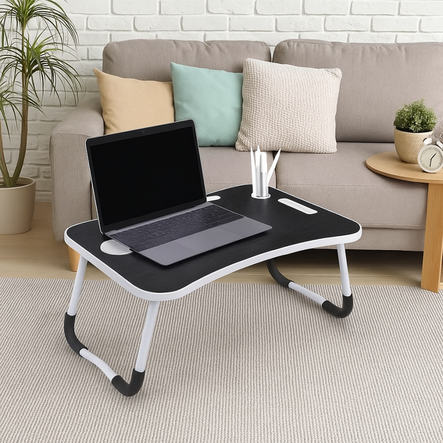 Click to view product details and reviews for Folding Laptop Bed Table With Cup Holder Lap Desk Tray For Sofa Breakfast Portable Black.