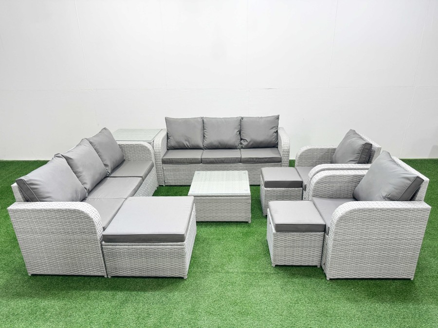 Click to view product details and reviews for Fimous Pe Rattan High Back Lounge Sofa Set Patio Square Coffee Table Chairs Set With 3 Seater Sofa Reclining Chair 3 Stools Side Table Light Grey. Click to view product details and reviews for Fimous Pe Rattan High Back Lounge Sofa Set Patio Square Coffee Table Chairs Set With 3 Seater Sofa Reclining Chair 3 Stools Side Table Light Grey.
