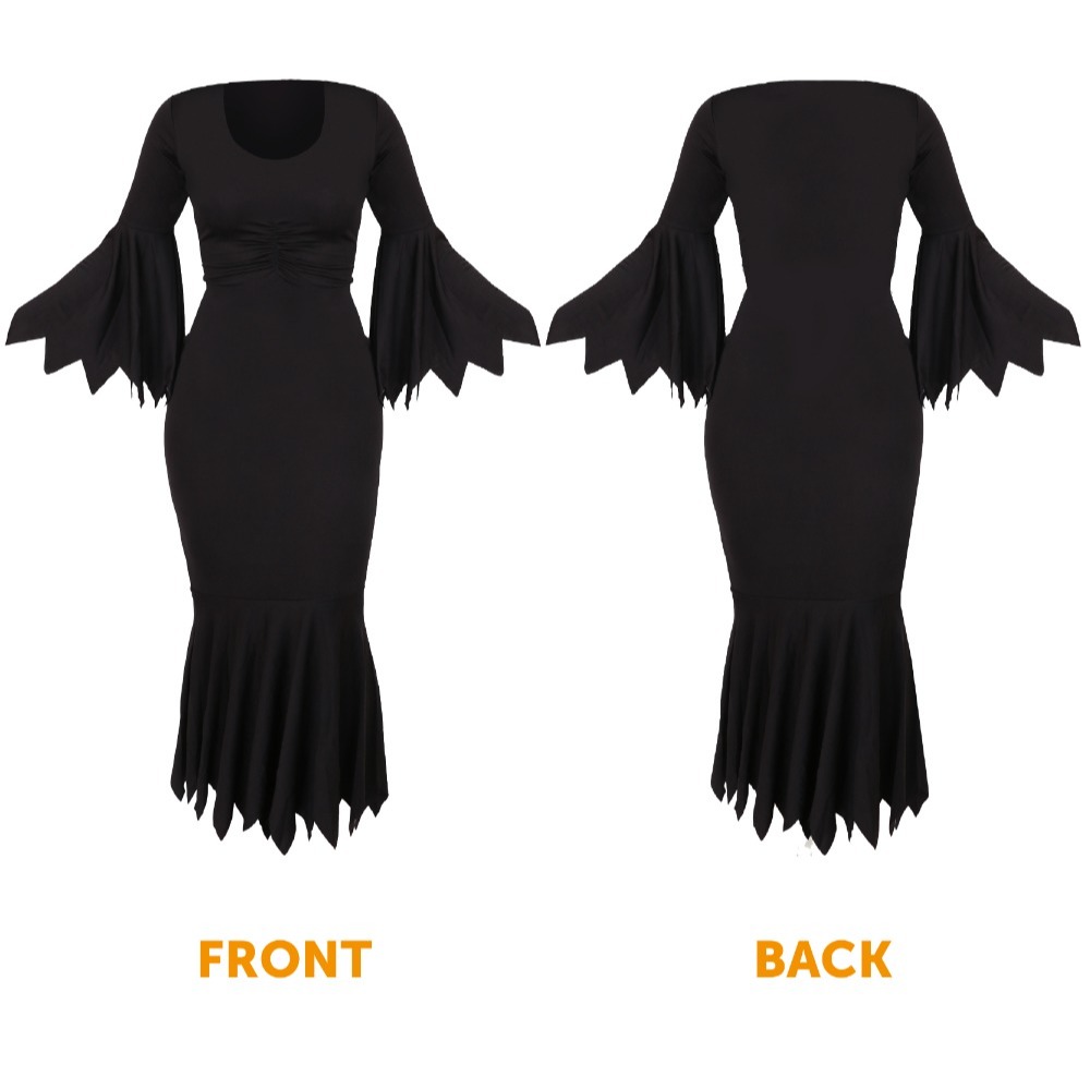 Ladies Deluxe Witch Costume | 6 Pcs | Dress, Tights, Cape, Hat, Broom & Face Paint