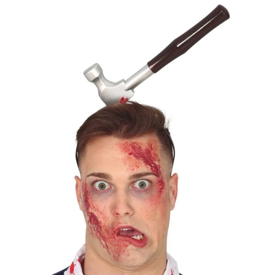Click to view product details and reviews for Bleeding Hammer Through Head Halloween Zombie Fancy Dress Headband Prop.