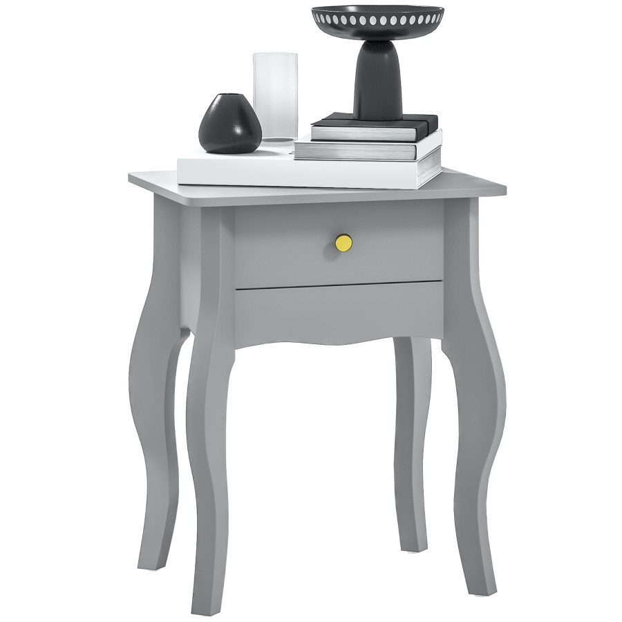 Click to view product details and reviews for Homcom French Style Side Table With Drawer End Table With Curved Legs Bedside Table For Living Room Bedroom Grey.