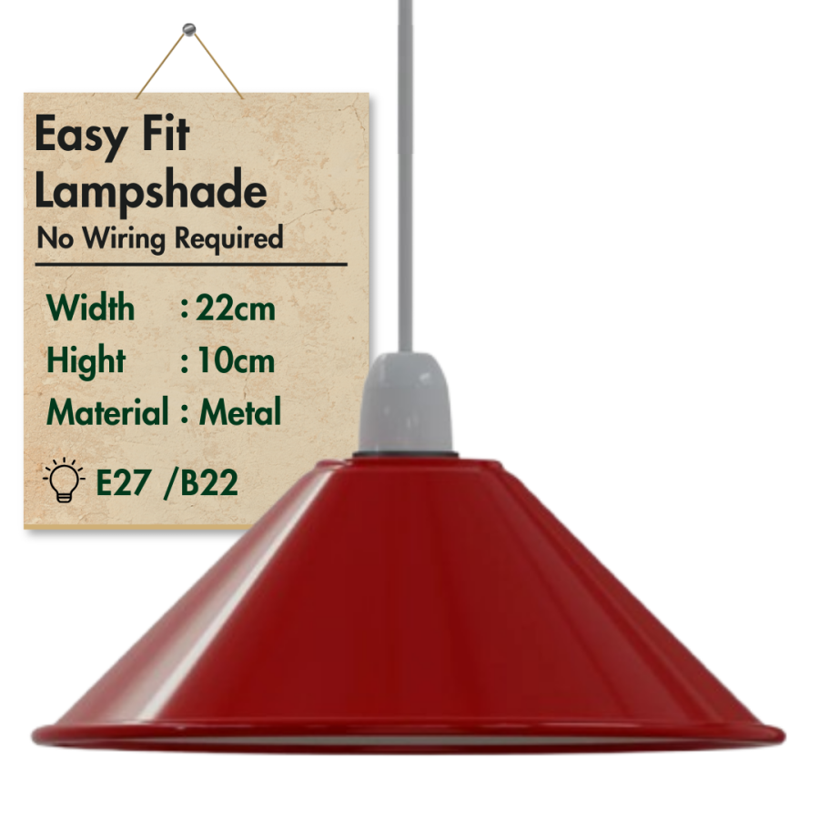 Click to view product details and reviews for Ledsone Industrial Vintage Metal Cone Shaped Pendant Light Lamp Shade1449 Red.